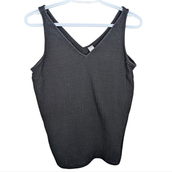 Old Navy Tops - Old Navy Black Gauze Cotton Double V Neck Sleeveless Tank Top Women Small